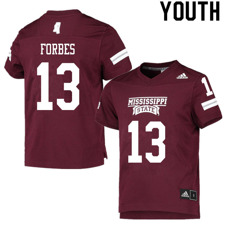 Youth #13 Emmanuel Forbes Mississippi State Bulldogs College Football Jerseys Sale-Maroon - Click Image to Close